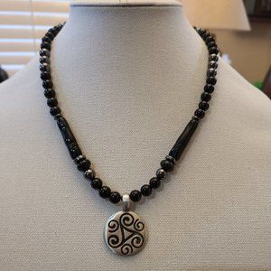 Men's Celtic Pendant, Black Onyx & Hematite